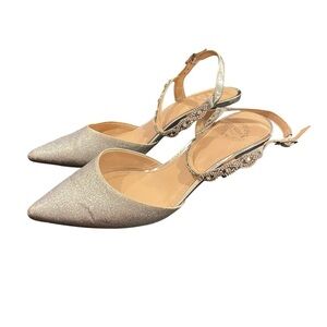 I. Miller Silver glitter Slingback low heels Shoes “Diamond” rhinestones 8.5